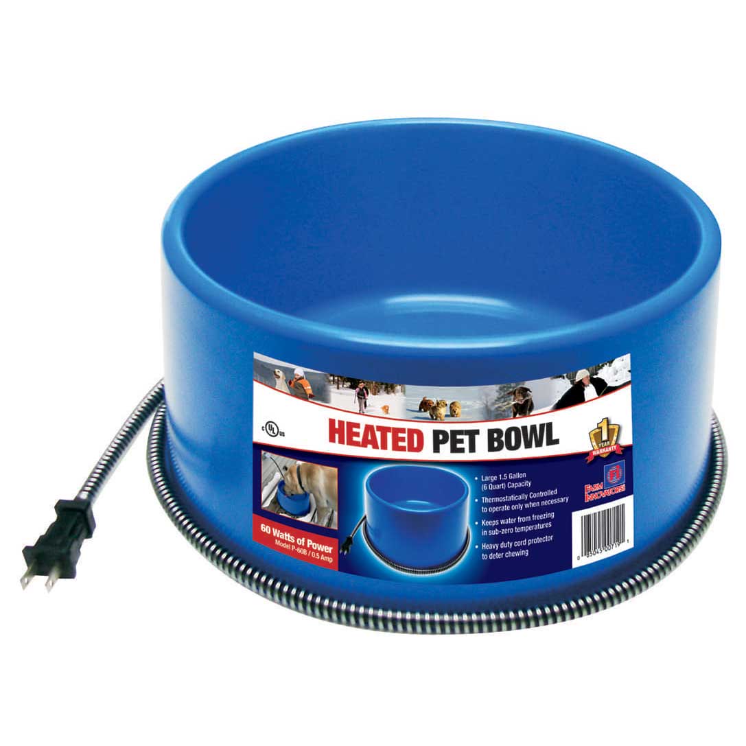 Farm Innovators Inc. Premium Heated Pet Bowl Blue 6 qt. Runnings